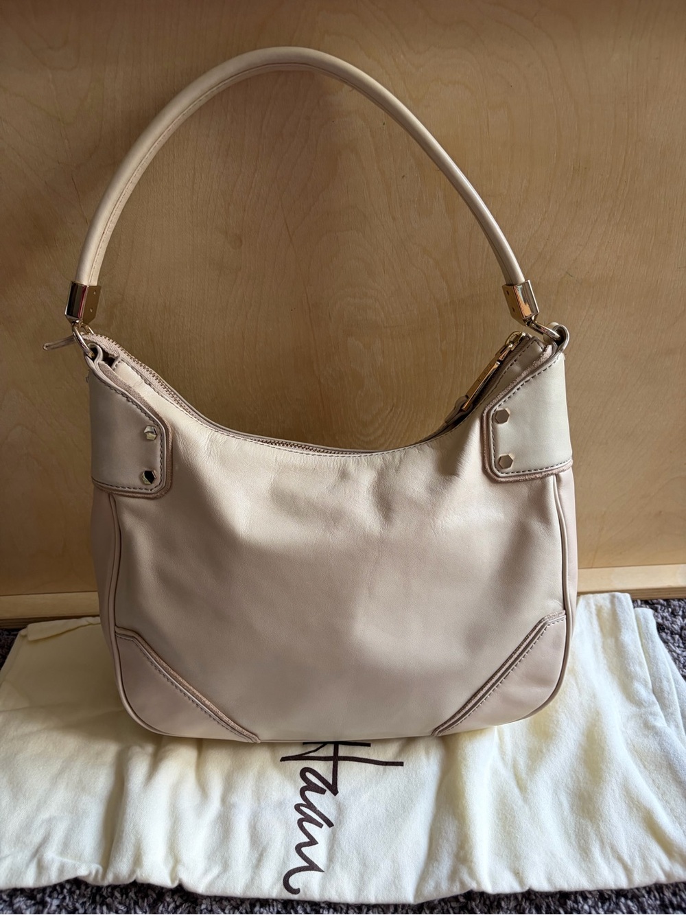 Cole Haan Cream Leather Hobo Shoulder Bag